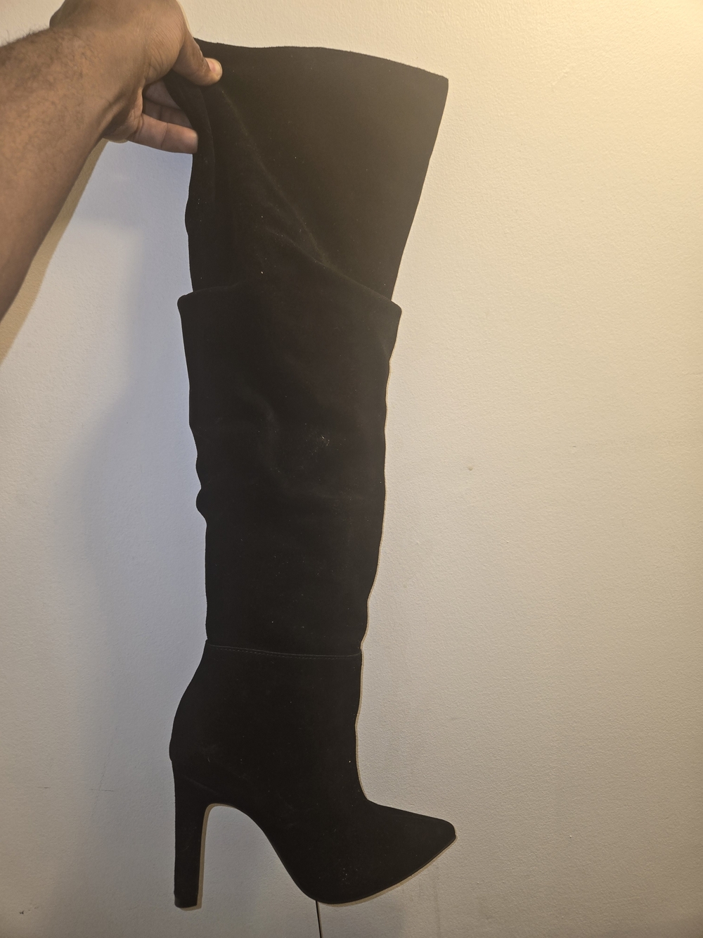 Women's Black Over-the-Knee Heeled Boot